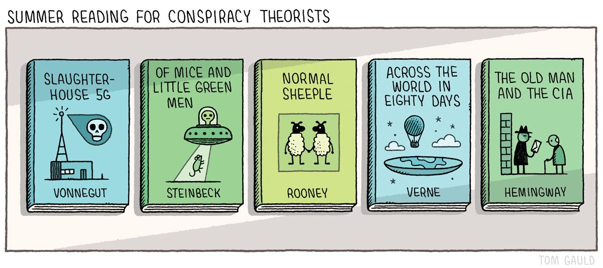 Tom Gauld: Summer reading list for conspiracy theorists